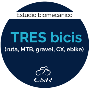 estudio biomecánico con 3 bicis ruta, mtb, gravel o ebike