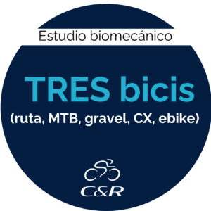 estudio biomecánico con 3 bicis ruta, mtb, gravel o ebike